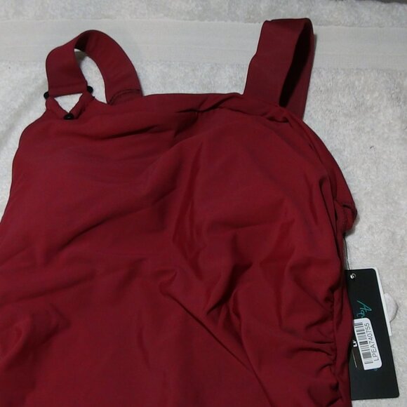 AQUA GREEN Women's Asymmetrical Shoulder One Piece Swimsuit Burgundy Small 4/6 - Picture 10 of 15